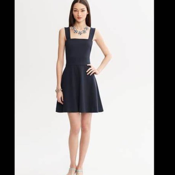 Banana Republic Dresses & Skirts - #1261 BANANA REPUBLIC x MILLY Blue Ponte Knit Square Neck Fit and Flare Dress 8